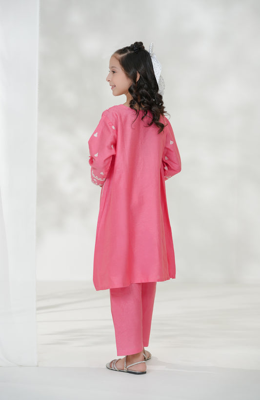 Souffle Guriya by Amna Khadija Embroidered Cotton Stitched 2 Piece Suit - SGF-15 - AM25SOFG - Pink - Summer Girls Collection