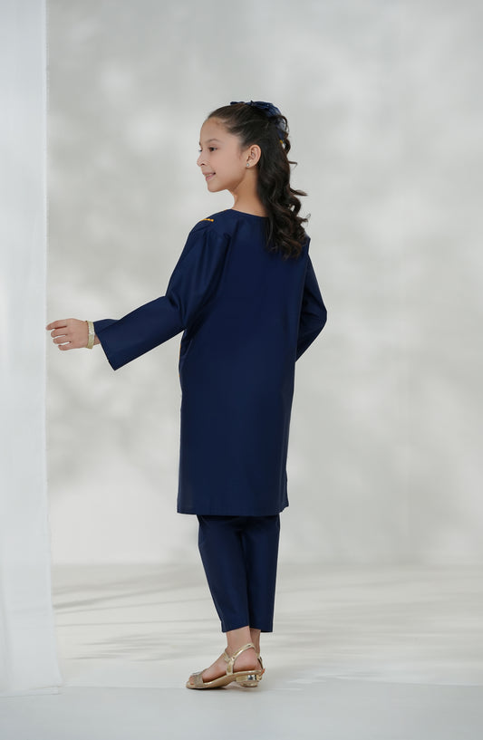 Souffle Guriya by Amna Khadija Embroidered Cotton Stitched 2 Piece Suit - SGF-18 - AM25SOFG - Blue - Summer Girls Collection