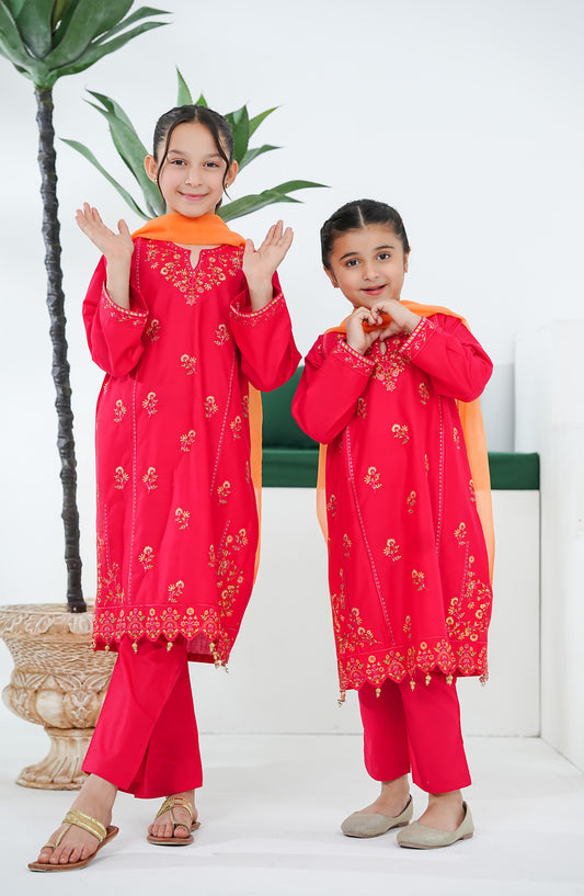 Gurya Shernaz Raya by Amna Khadija Embroidered Cotton Stitched 3 Piece Suit - GSRE-06 - AM26GSRE - Pink - Festive Collection