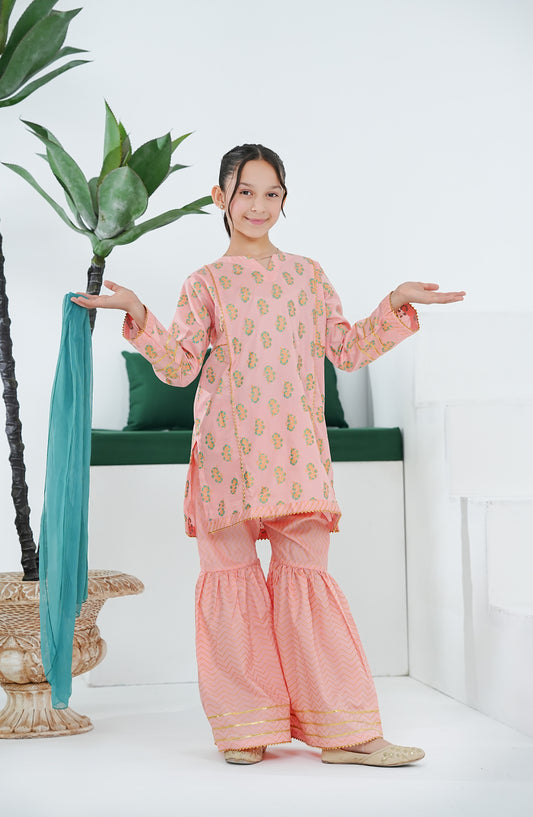 Gurya Shernaz Raya by Amna Khadija Embroidered Cotton Stitched 3 Piece Suit - GSRE-04 - AM26GSRE - Pink - Festive Collection