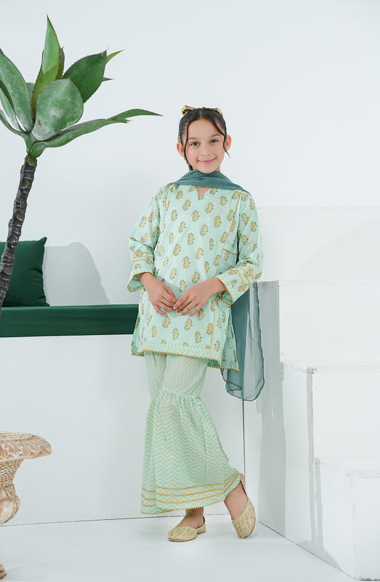 Gurya Shernaz Raya by Amna Khadija Embroidered Cotton Stitched 3 Piece Suit - GSRE-02 - AM26GSRE - Sea Green - Festive Collection