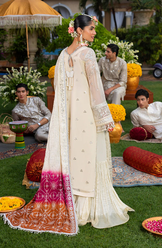 HAYE DIL by Sahane Luxury Formals Embroidered Chiffon Unstitched 3 Piece Suit - CT 29007 Written in Stars - SAH25HYD - Lemon - Wedding Collection