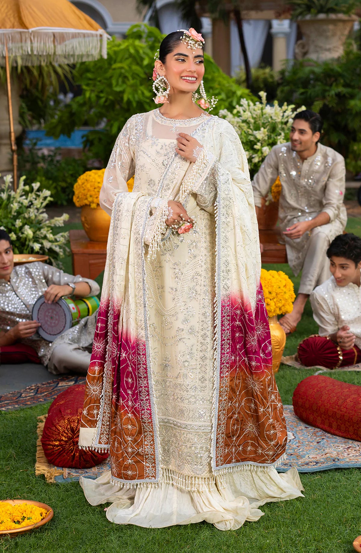 HAYE DIL by Sahane Luxury Formals Embroidered Chiffon Unstitched 3 Piece Suit - CT 29007 Written in Stars - SAH25HYD - Lemon - Wedding Collection