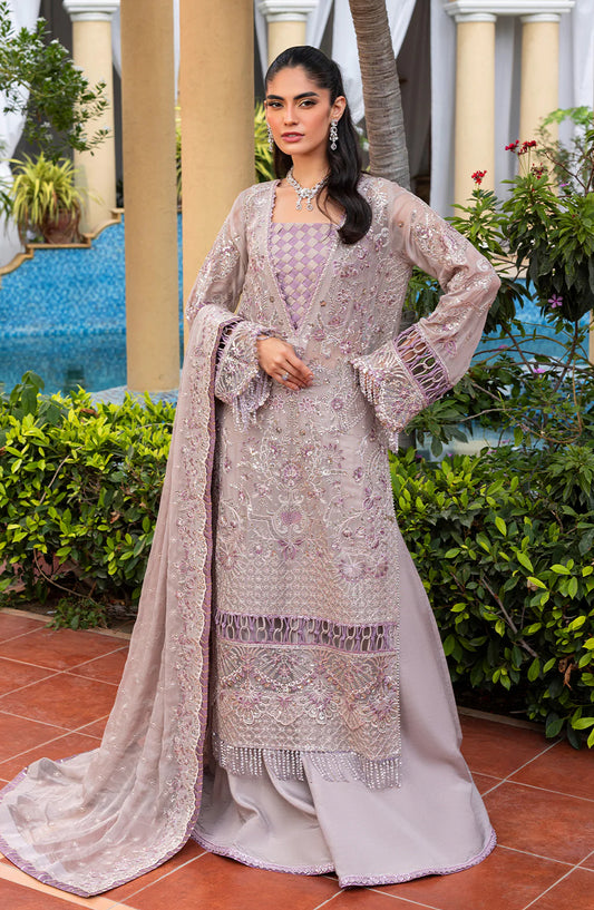 HAYE DIL by Sahane Luxury Formals Embroidered Chiffon Unstitched 3 Piece Suit - CT 29008 Falling for you - SAH25HYD - Purple - Wedding Collection