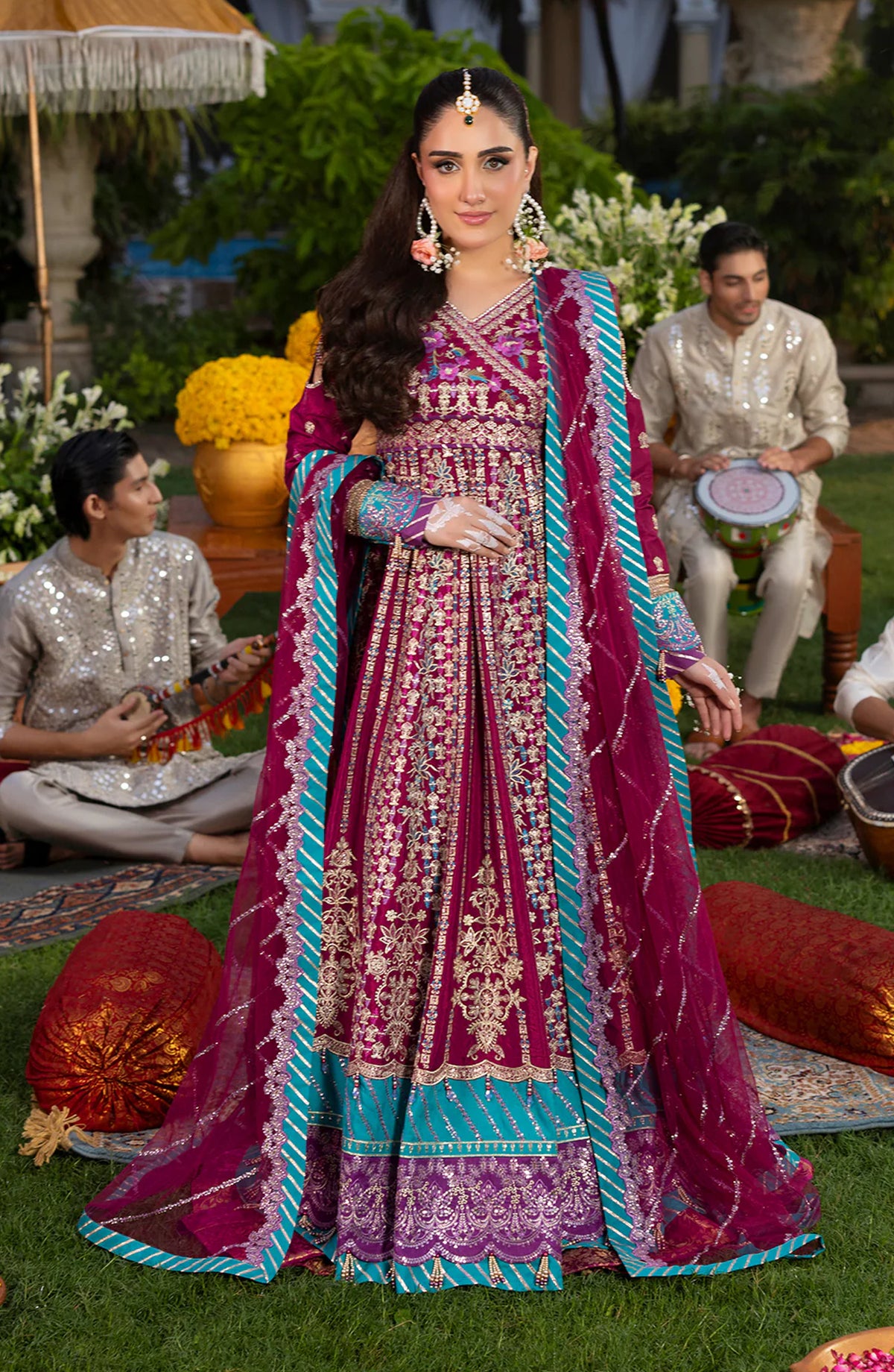 HAYE DIL by Sahane Luxury Formals Embroidered Raw Silk Unstitched 3 Piece Suit - CT 29002 Song of Joy - SAH25HYD - Pink - Wedding Collection