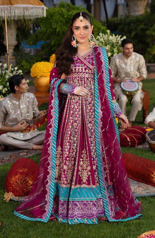 HAYE DIL by Sahane Luxury Formals Embroidered Raw Silk Unstitched 3 Piece Suit - CT 29002 Song of Joy - SAH25HYD - Pink - Wedding Collection