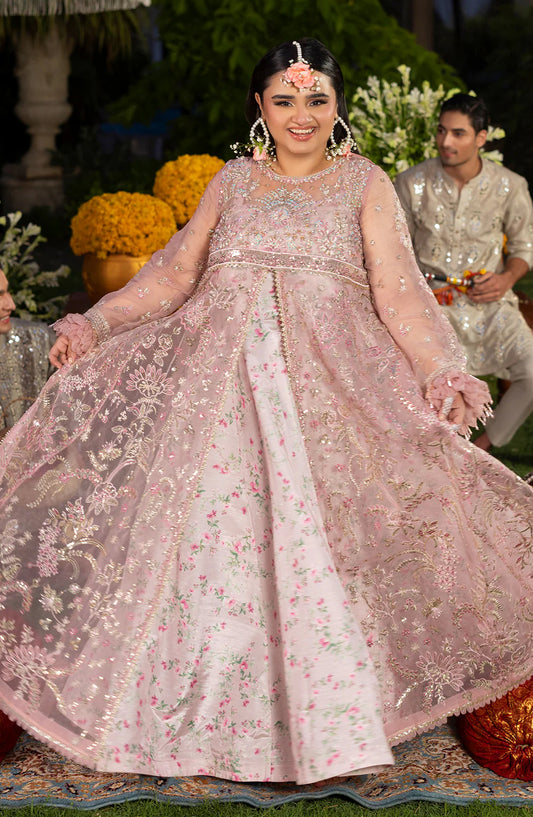 HAYE DIL by Sahane Luxury Formals Embroidered Organza Unstitched 3 Piece Suit - CT 29001 Layers of Dream - SAH25HYD - Pink - Wedding Collection