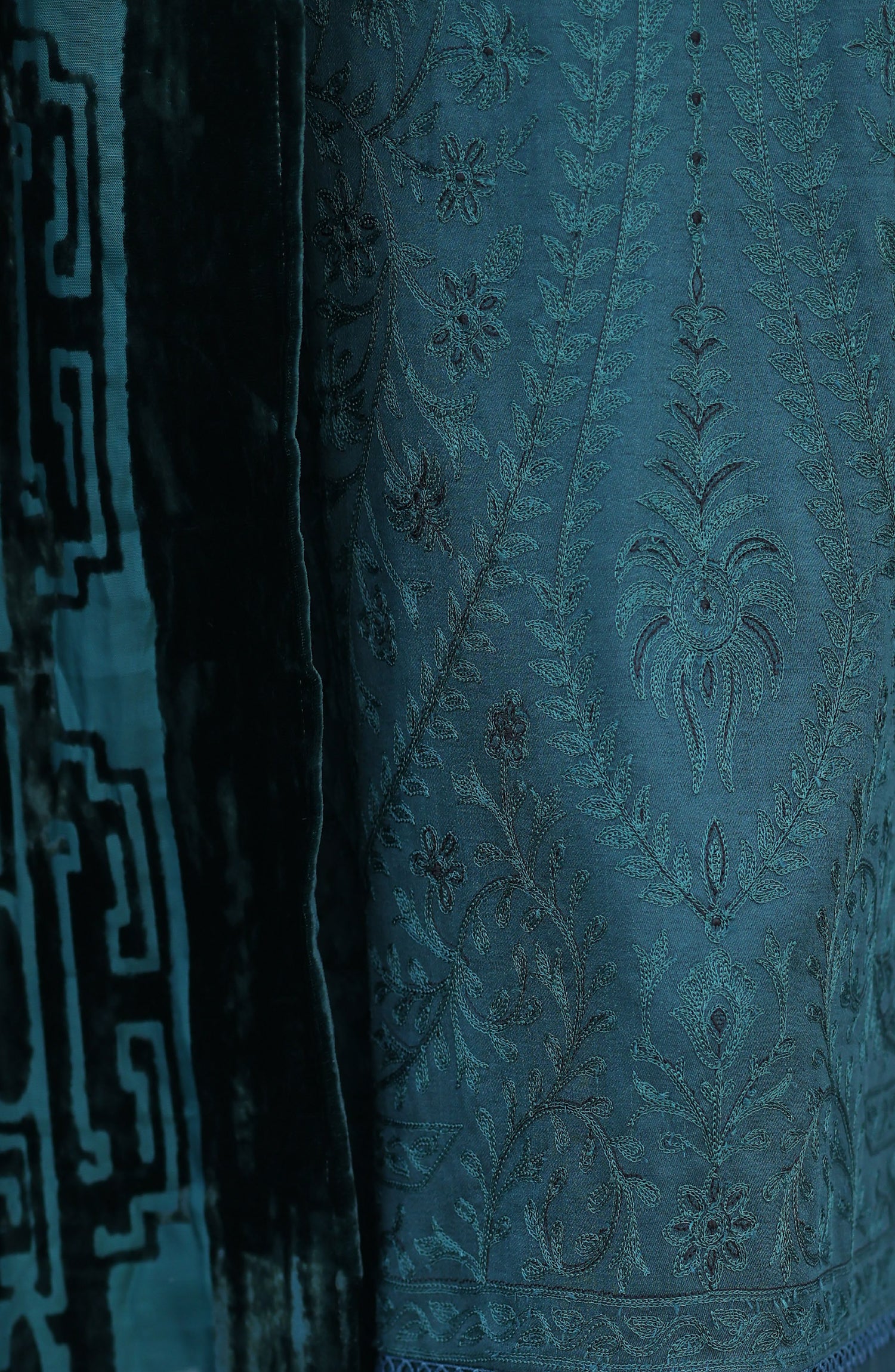 HZ Royal Embroidered Viscose Satin Unstitched 3 Piece Suit - D-07 - HZ26RL - Green - Winter Collection