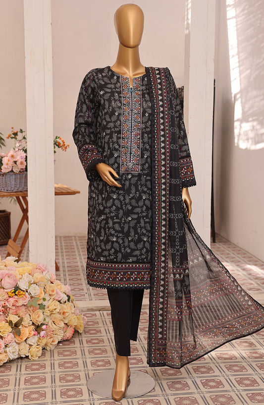 Asasa by HZ Textile Digital Printed and Embroidered Lawn Unstitched 3 Piece Suit - HZ25ASL2 - AEL-302 - Black - Lawn Collection