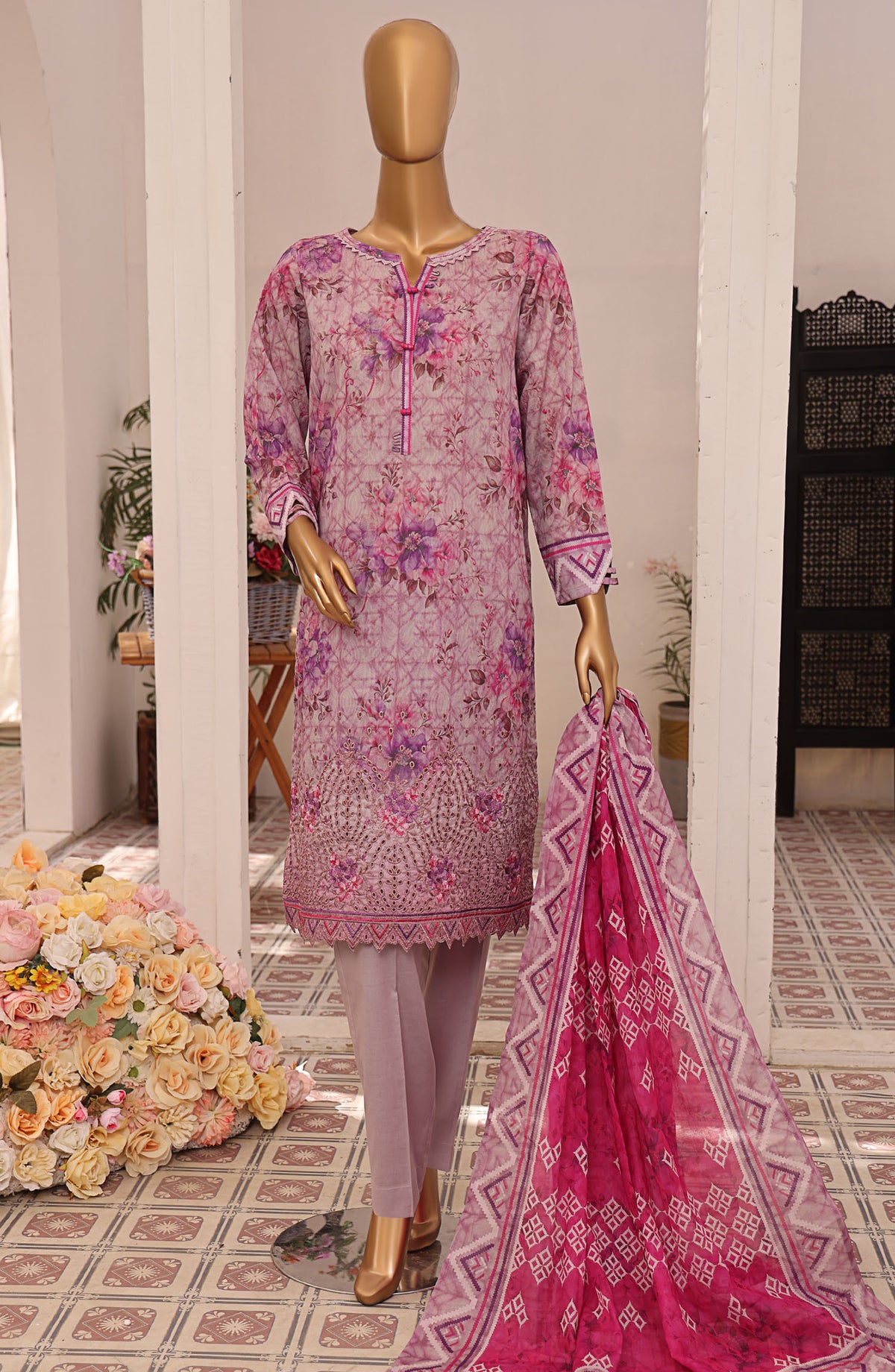Asasa by HZ Textile Digital Printed and Embroidered Lawn Unstitched 3 Piece Suit - HZ25ASL2 - AEL-303 - Purple - Lawn Collection