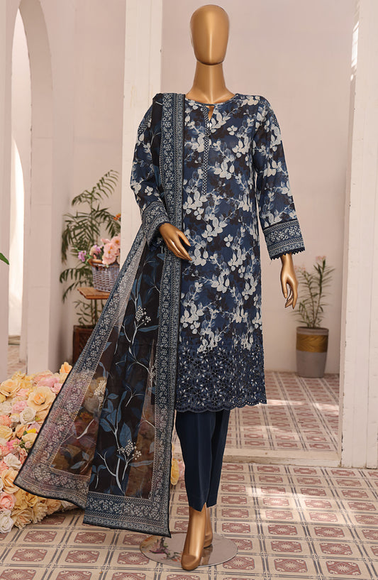 Asasa by HZ Textile Digital Printed and Embroidered Lawn Unstitched 3 Piece Suit - HZ25ASL2 - AEL-304 - Blue - Lawn Collection