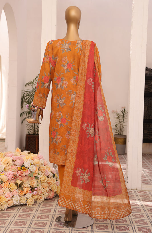 Asasa by HZ Textile Digital Printed and Embroidered Lawn Unstitched 3 Piece Suit - HZ25ASL2 - AEL-308 - Orange - Lawn Collection