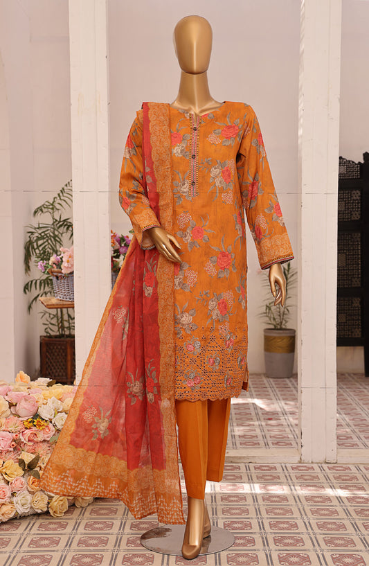 Asasa by HZ Textile Digital Printed and Embroidered Lawn Unstitched 3 Piece Suit - HZ25ASL2 - AEL-308 - Orange - Lawn Collection