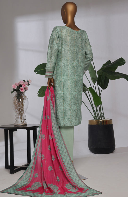 Damask Prints by HZ Textile Digital Printed Lawn Jacquard Pret 3 Piece Suit - HZ25DMP - DPJ-3P-037 - Pastel Green - Lawn Collection