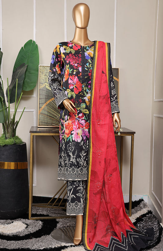 Nayab by HZ Textile Digital Printed Lawn Unstitched 3 Piece Suit - HZ25NYB2 - NPD-04 - Black - Summer Collection