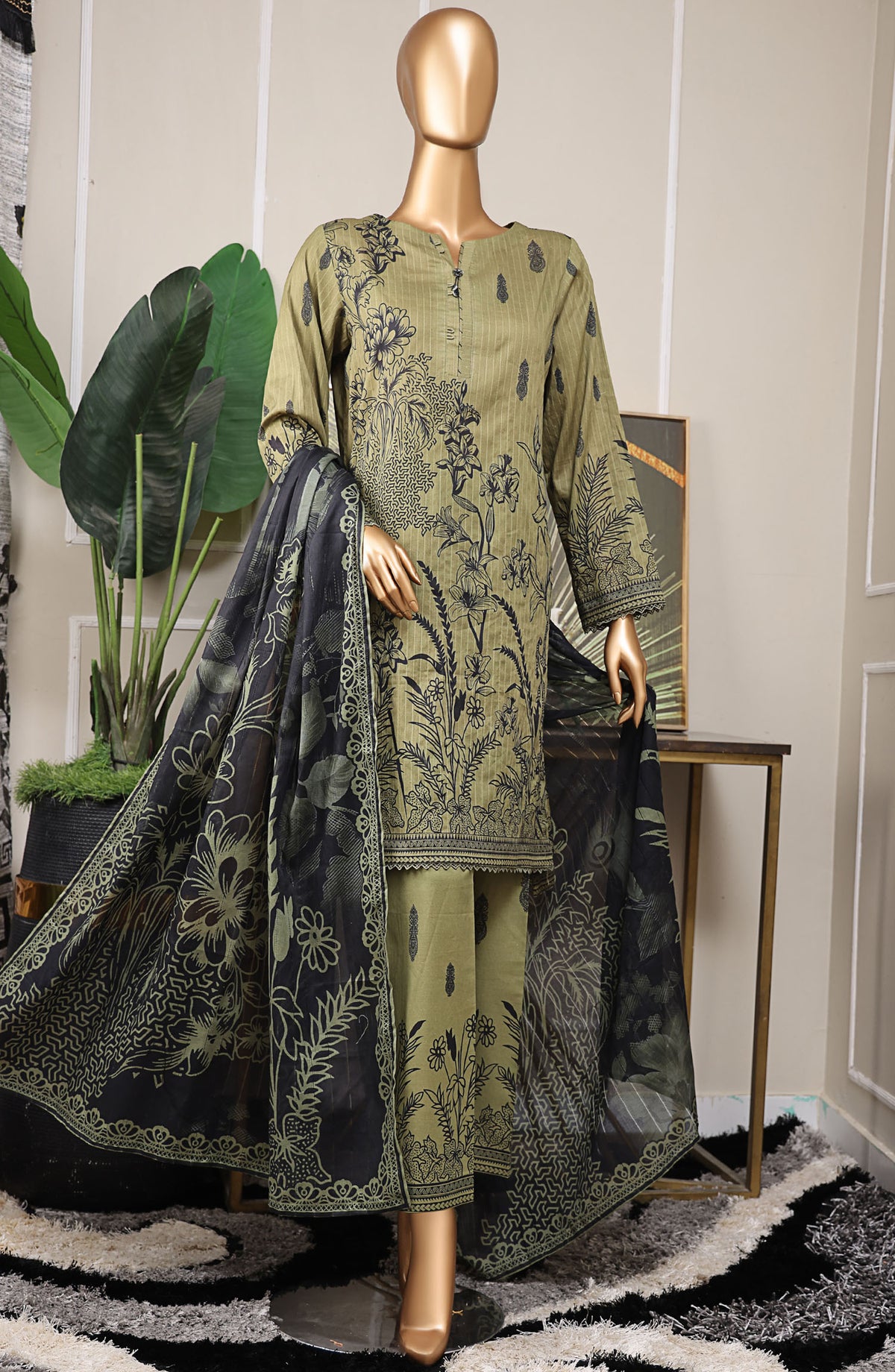 Nayab by HZ Textile Digital Printed Lawn Unstitched 3 Piece Suit - HZ25NYB2 - NPD-02 - Green - Summer Collection