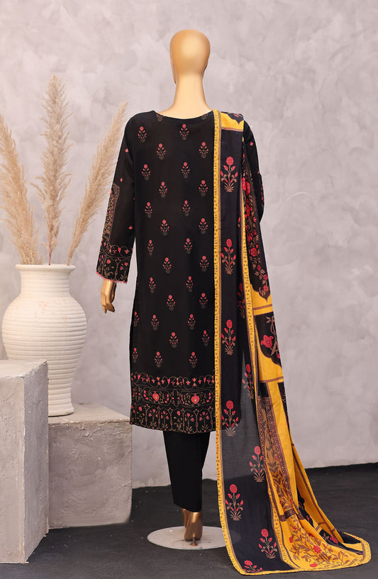 HZ Exclusive Printed Lawn Unstitched 3 Piece Suit - D-09 - HZ26PXL - Black - Summer Collection