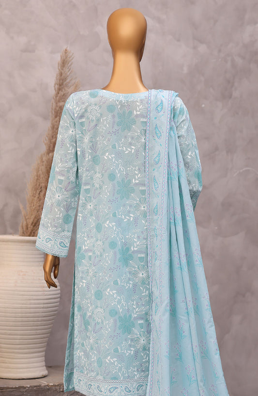 HZ Exclusive Printed Lawn Unstitched 3 Piece Suit - D-08 - HZ26PXL - Blue - Summer Collection