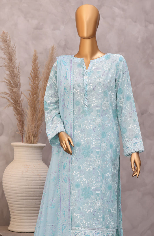 HZ Exclusive Printed Lawn Unstitched 3 Piece Suit - D-08 - HZ26PXL - Blue - Summer Collection