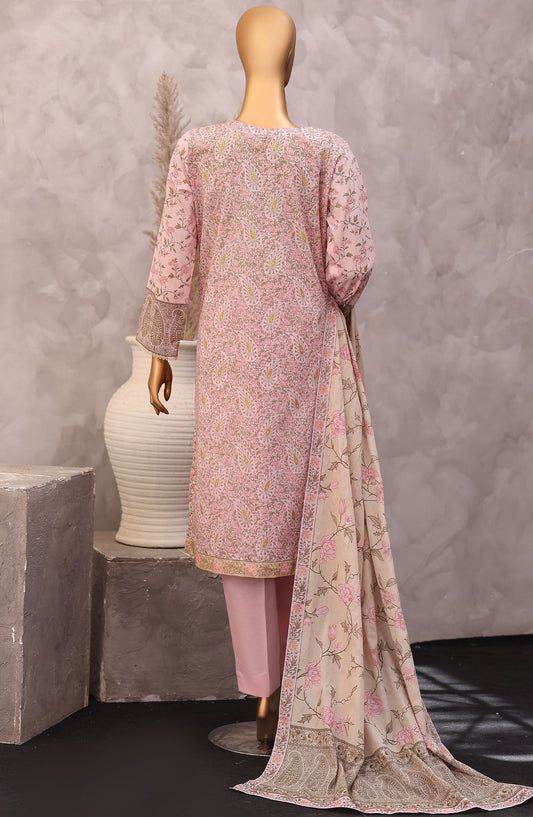 HZ Exclusive Printed Lawn Unstitched 3 Piece Suit - D-07 - HZ26PXL - Pink - Summer Collection