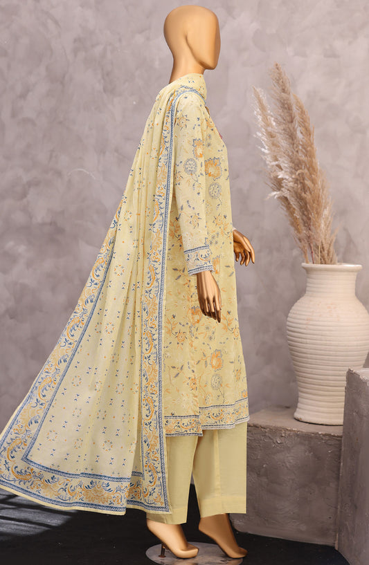 HZ Exclusive Printed Lawn Unstitched 3 Piece Suit - D-05 - HZ26PXL - Yellow - Summer Collection