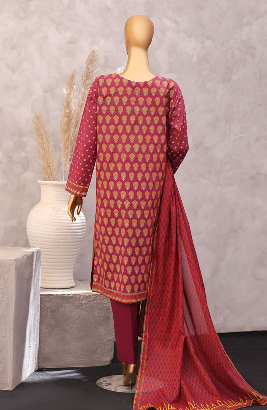 HZ Exclusive Printed Lawn Unstitched 3 Piece Suit - D-02 - HZ26PXL - Red - Summer Collection