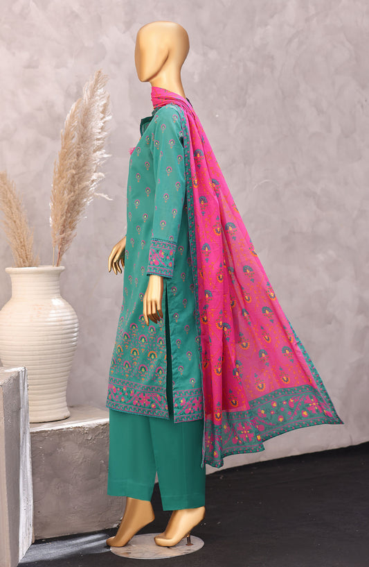 HZ Exclusive Printed Lawn Unstitched 3 Piece Suit - D-01 - HZ26PXL - Ferozi - Summer Collection