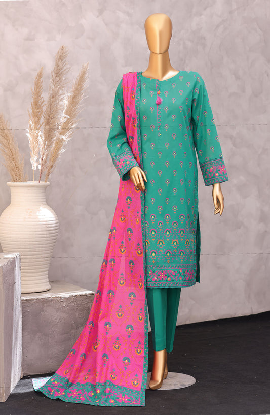 HZ Exclusive Printed Lawn Unstitched 3 Piece Suit - D-01 - HZ26PXL - Ferozi - Summer Collection