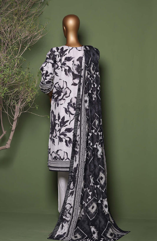 HZ Printkari Embroidered Khaddar Stitched 3 Piece Suit - KPS-3P-2544 Slate Grey - HZ25KHP - Grey - Winter Collection