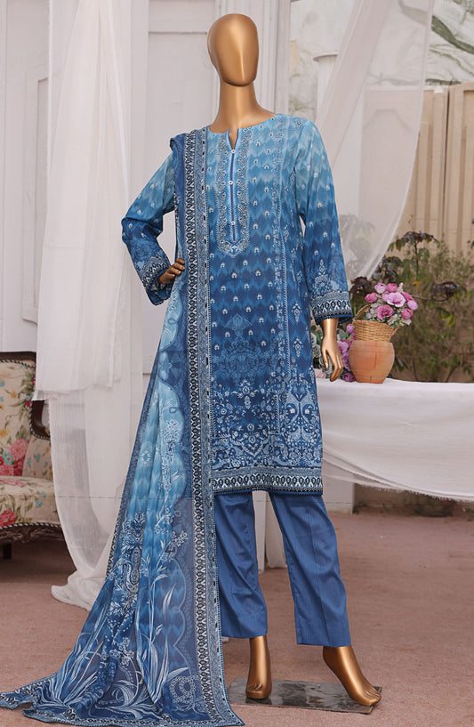 HZ Textile Magic Digital Printed Lawn Unstitched 3 Piece Suit - MPC-586 - HZ25MGP - Blue - Summer Collection