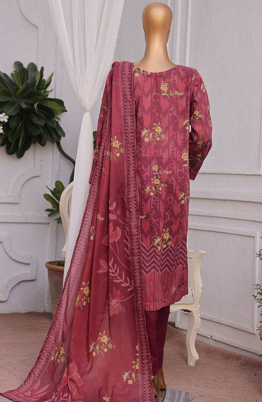HZ Textile Magic Digital Printed Lawn Unstitched 3 Piece Suit - MPC-595 - HZ25MGP - Red - Summer Collection