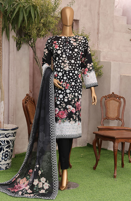HZ Textile Magic Digital Printed Lawn Unstitched 3 Piece Suit - MPC-575 - HZ25MGP - Black - Summer Collection