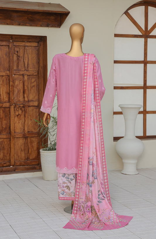 HZ Oriental Embroidered Cotton Lawn Unstitched 3 Piece Suit - D-01 - HZ26ORT - Pink - Summer Collection