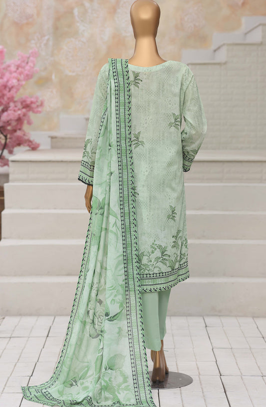 HZ Platinum Printed Lawn Unstitched 3 Piece Suit - D-08 - HZ26TNM - Green - Summer Collection