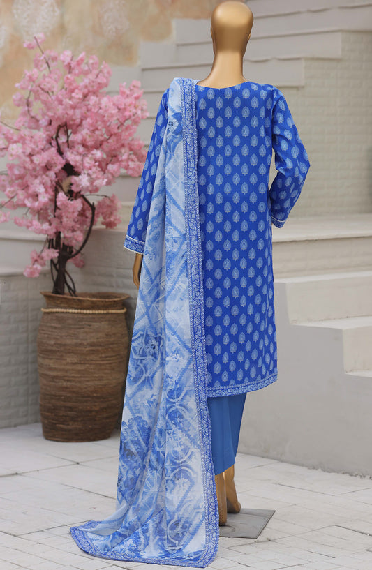 HZ Platinum Printed Lawn Unstitched 3 Piece Suit - D-07 - HZ26TNM - Blue - Summer Collection