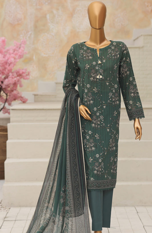 HZ Platinum Printed Lawn Unstitched 3 Piece Suit - D-06 - HZ26TNM - Green - Summer Collection