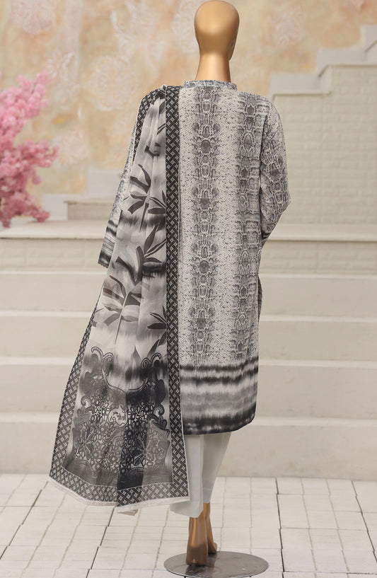 HZ Platinum Printed Lawn Unstitched 3 Piece Suit - D-05 - HZ26TNM - Grey - Summer Collection