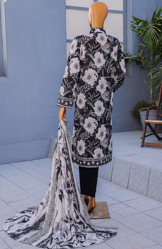 HZ Premium Embroidered Lawn Unstitched 3 Piece Suit - D-10 - HZ26PRMC - Black - Summer Collection