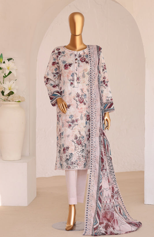 HZ Premium Embroidered Lawn Unstitched 3 Piece Suit - D-08 - HZ26PRMC - White - Summer Collection