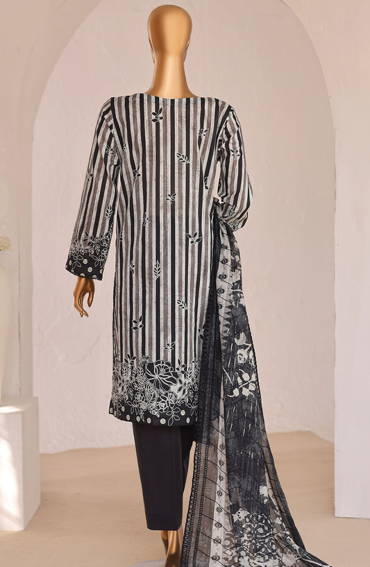 HZ Premium Embroidered Lawn Unstitched 3 Piece Suit - D-02 - HZ26PRMC - Black - Summer Collection