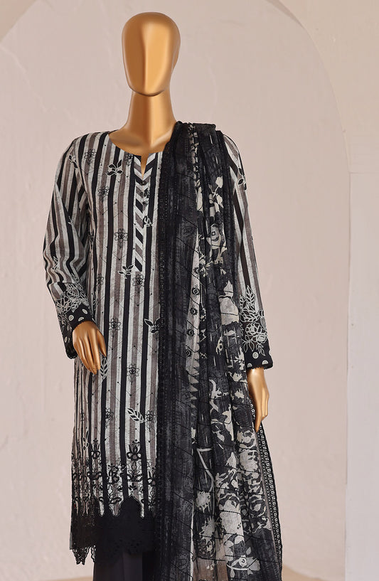 HZ Premium Embroidered Lawn Unstitched 3 Piece Suit - D-02 - HZ26PRMC - Black - Summer Collection