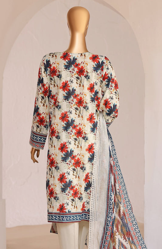 HZ Premium Embroidered Lawn Unstitched 3 Piece Suit - D-01 - HZ26PRMC - Fawn - Summer Collection