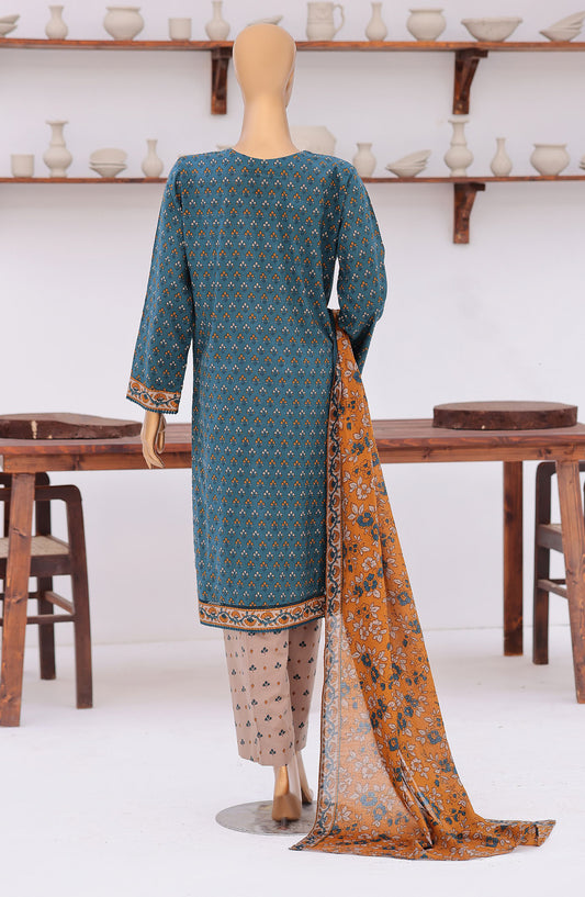 HZ Premium Embroidered Lawn Unstitched 3 Piece Suit - D-09 - HZ26ULE - Blue - Summer Collection