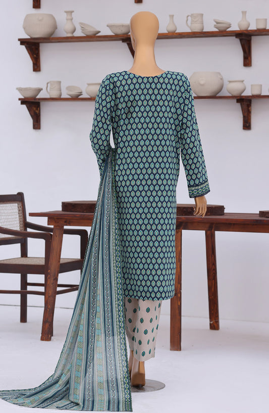 HZ Premium Embroidered Lawn Unstitched 3 Piece Suit - D-04 - HZ26ULE - Green - Summer Collection