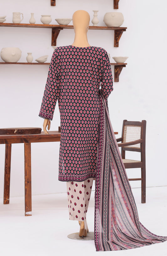 HZ Premium Embroidered Lawn Unstitched 3 Piece Suit - D-03 - HZ26ULE - Pink - Summer Collection