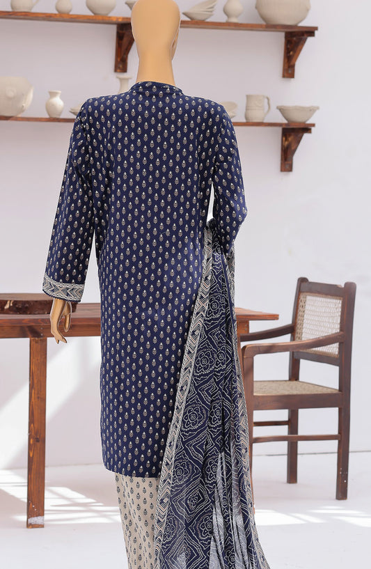 HZ Premium Embroidered Lawn Unstitched 3 Piece Suit - D-02 - HZ26ULE - Blue - Summer Collection