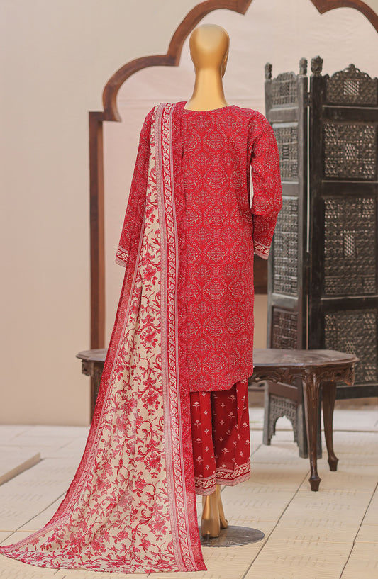 HZ Premium Embroidered Lawn Unstitched 3 Piece Suit - D-03 - HZ26HIT - Pink - Summer Collection