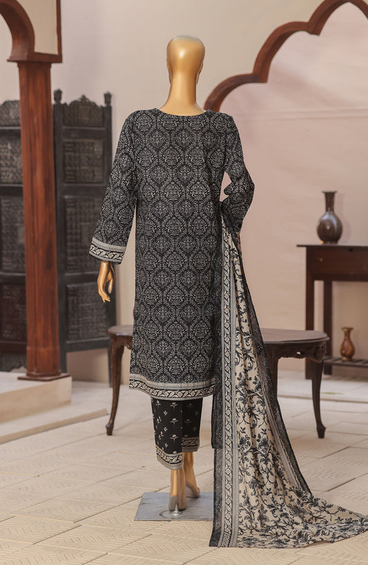 HZ Premium Embroidered Lawn Unstitched 3 Piece Suit - D-02 - HZ26HIT - Black - Summer Collection