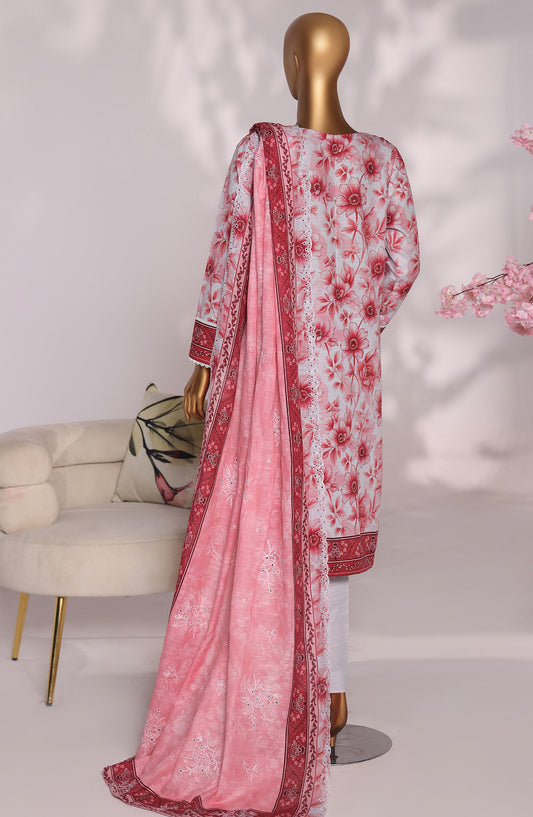 HZ Premium Embroidered Khaddar Unstitched 3 Piece Suit - PKE-3024 - HZ25MIUM - Crimson Aura - Winter Collection