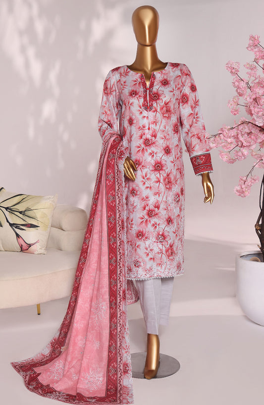 HZ Premium Embroidered Khaddar Unstitched 3 Piece Suit - PKE-3024 - HZ25MIUM - Crimson Aura - Winter Collection